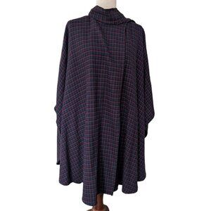 Vintage Mid-length Jewel Tone Wool Cape Shawl